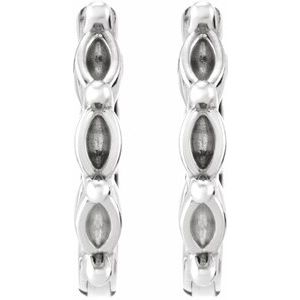 14K White Gold 2.5x1.5 mm Marquise 10 mm Hinged Hoop Earring – image 2