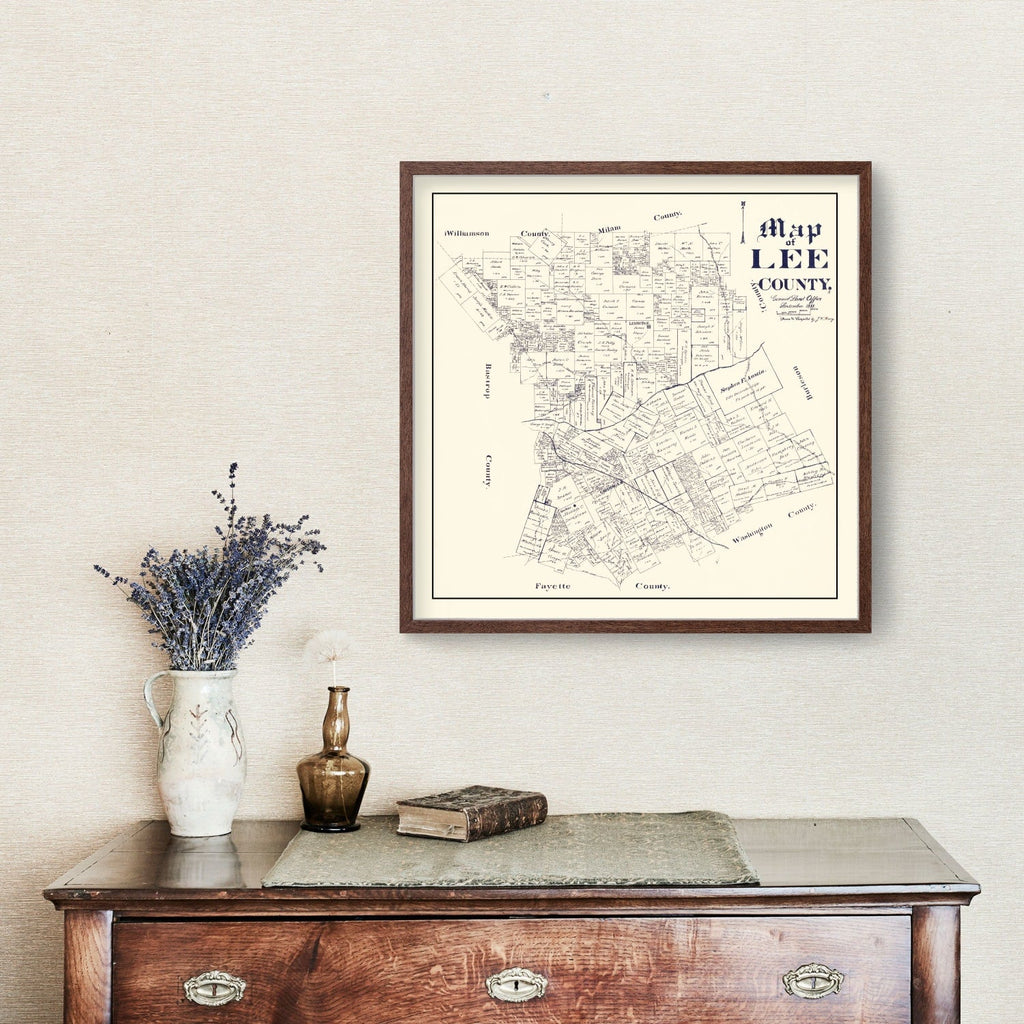 Vintage Map of Lee County, Texas 1888