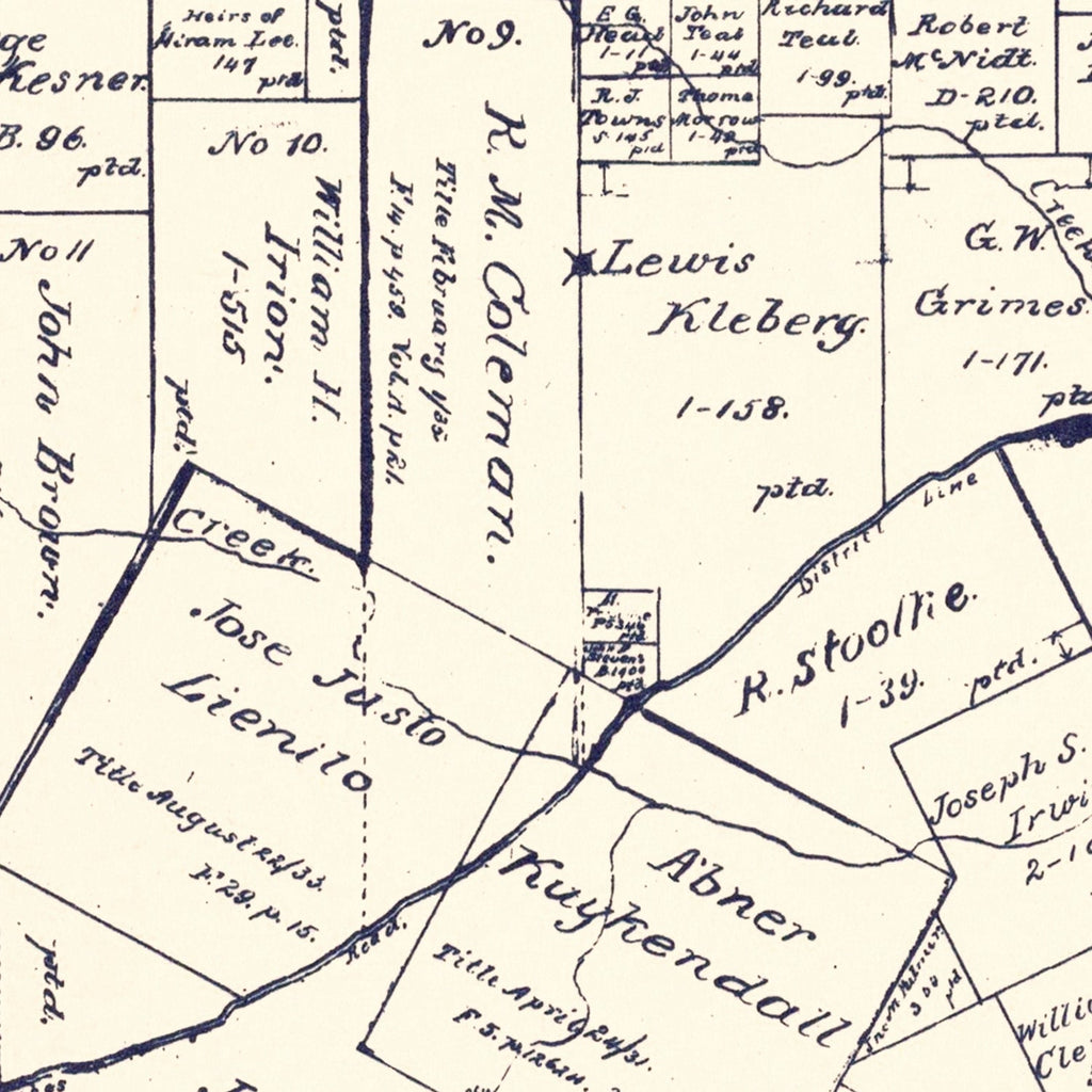 Vintage Map of Lee County, Texas 1888