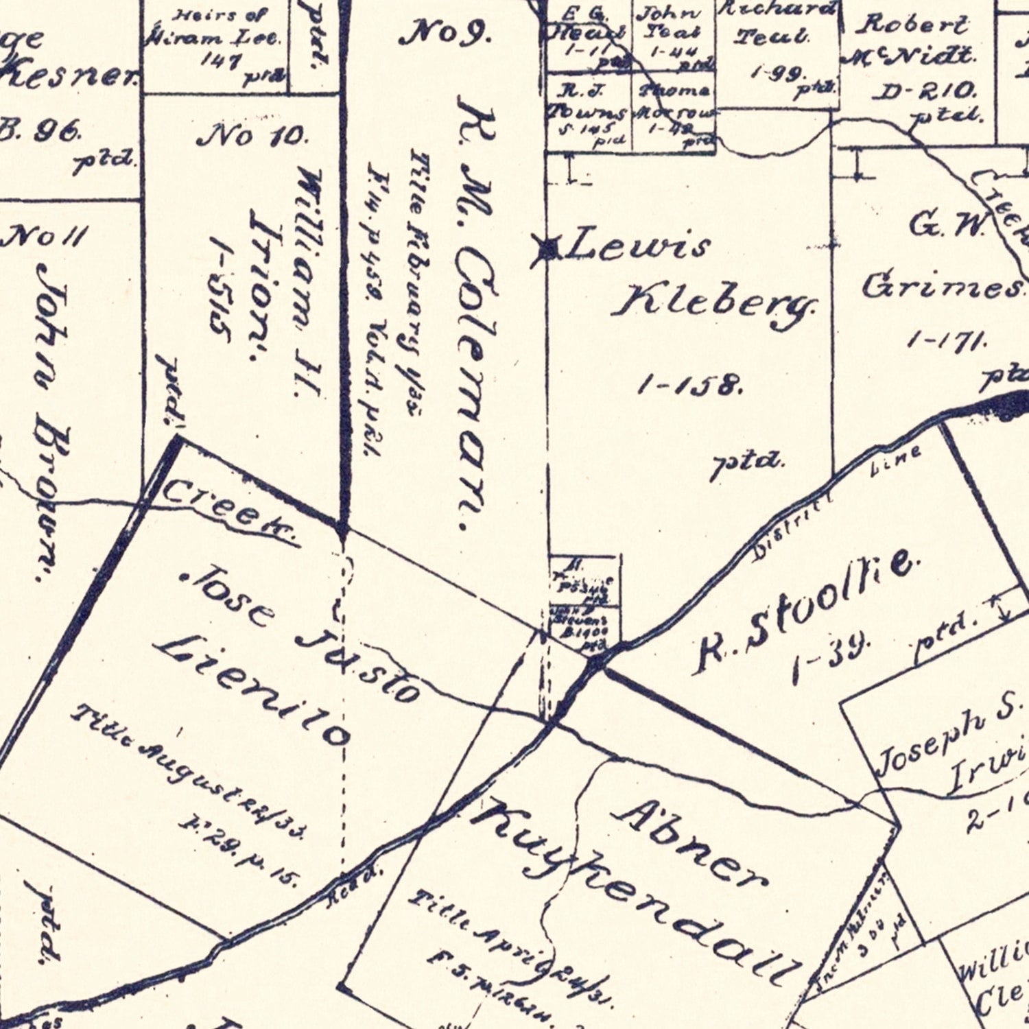 Vintage Map of Lee County, Texas 1888