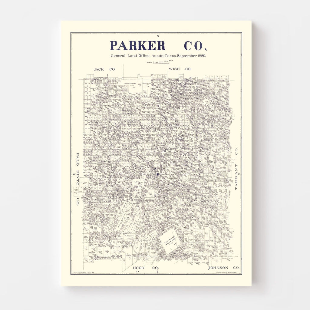 Vintage Map of Parker County, Texas 1889