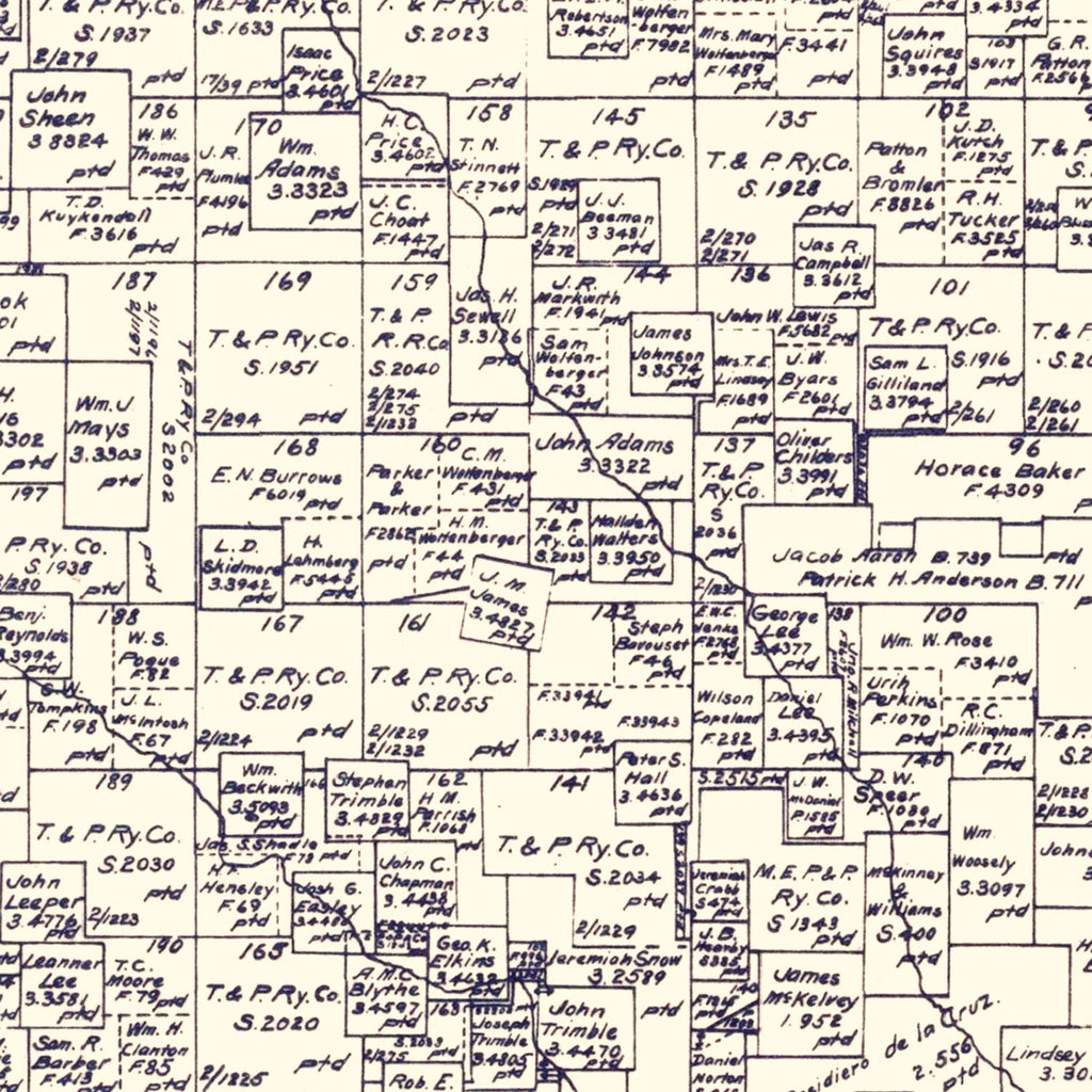 Vintage Map of Parker County, Texas 1889