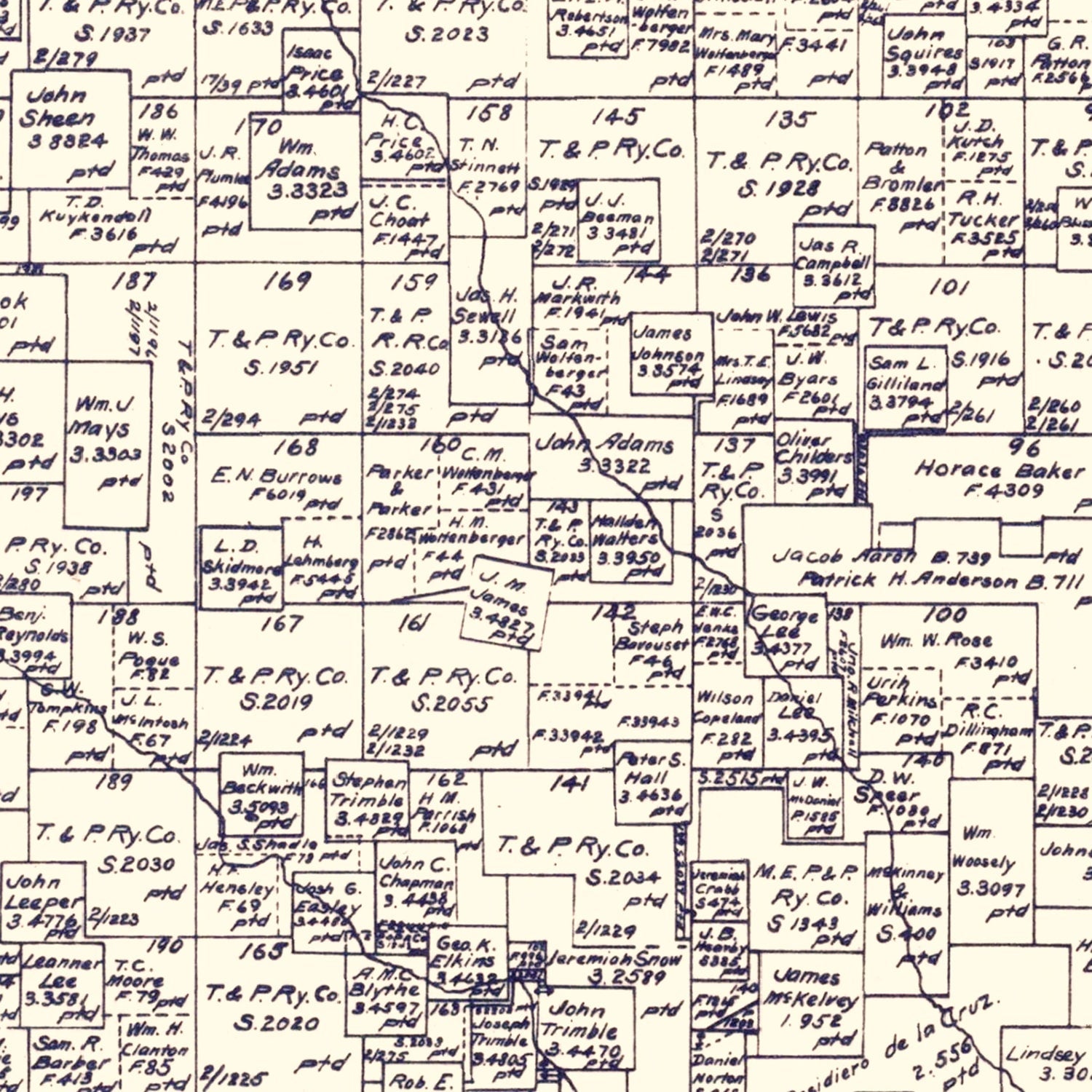 Vintage Map of Parker County, Texas 1889