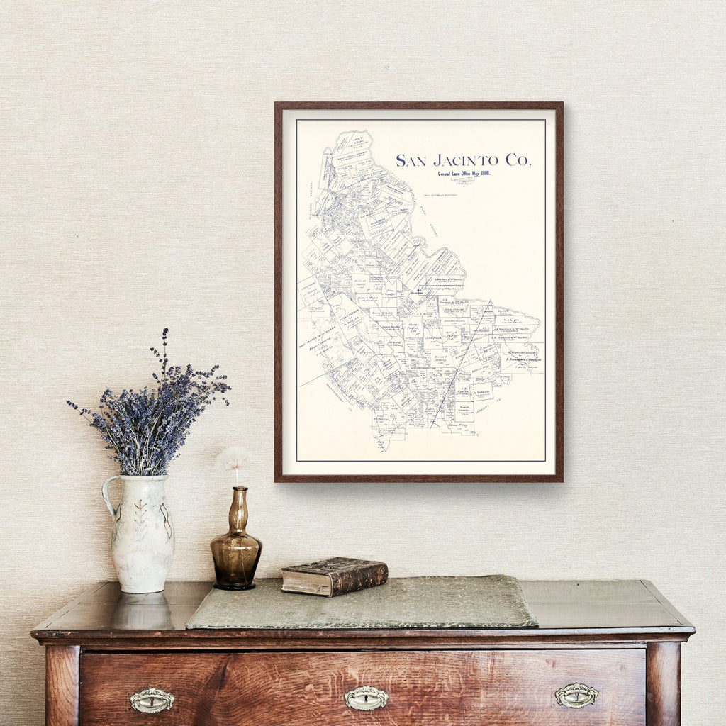 Vintage Map of San Jacinto County, Texas 1889