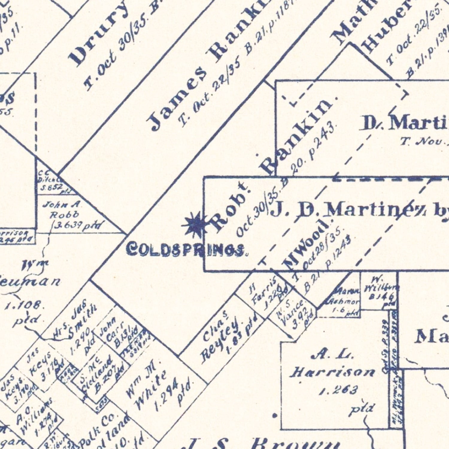 Vintage Map of San Jacinto County, Texas 1889