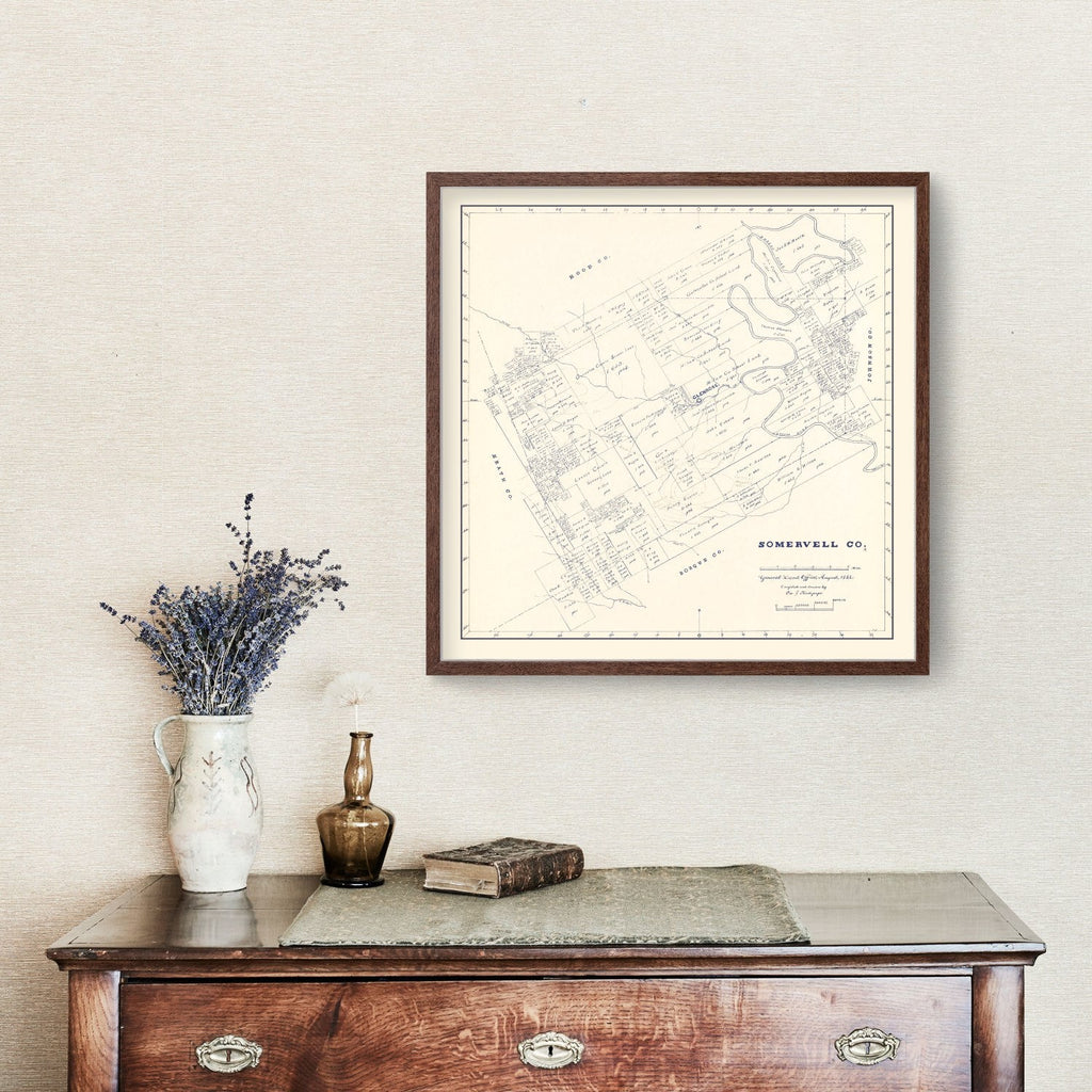 Vintage Map of Somervell County, Texas 1884