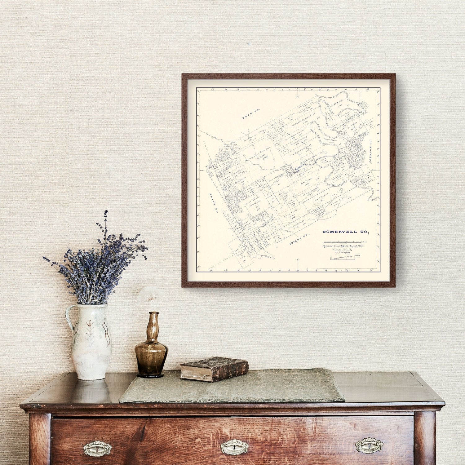 Vintage Map of Somervell County, Texas 1884