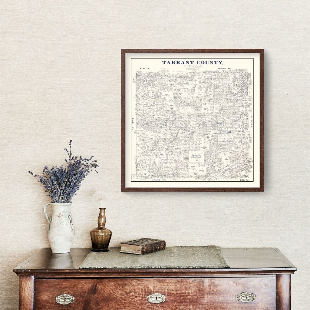 Vintage Map of Tarrant County, Texas 1885