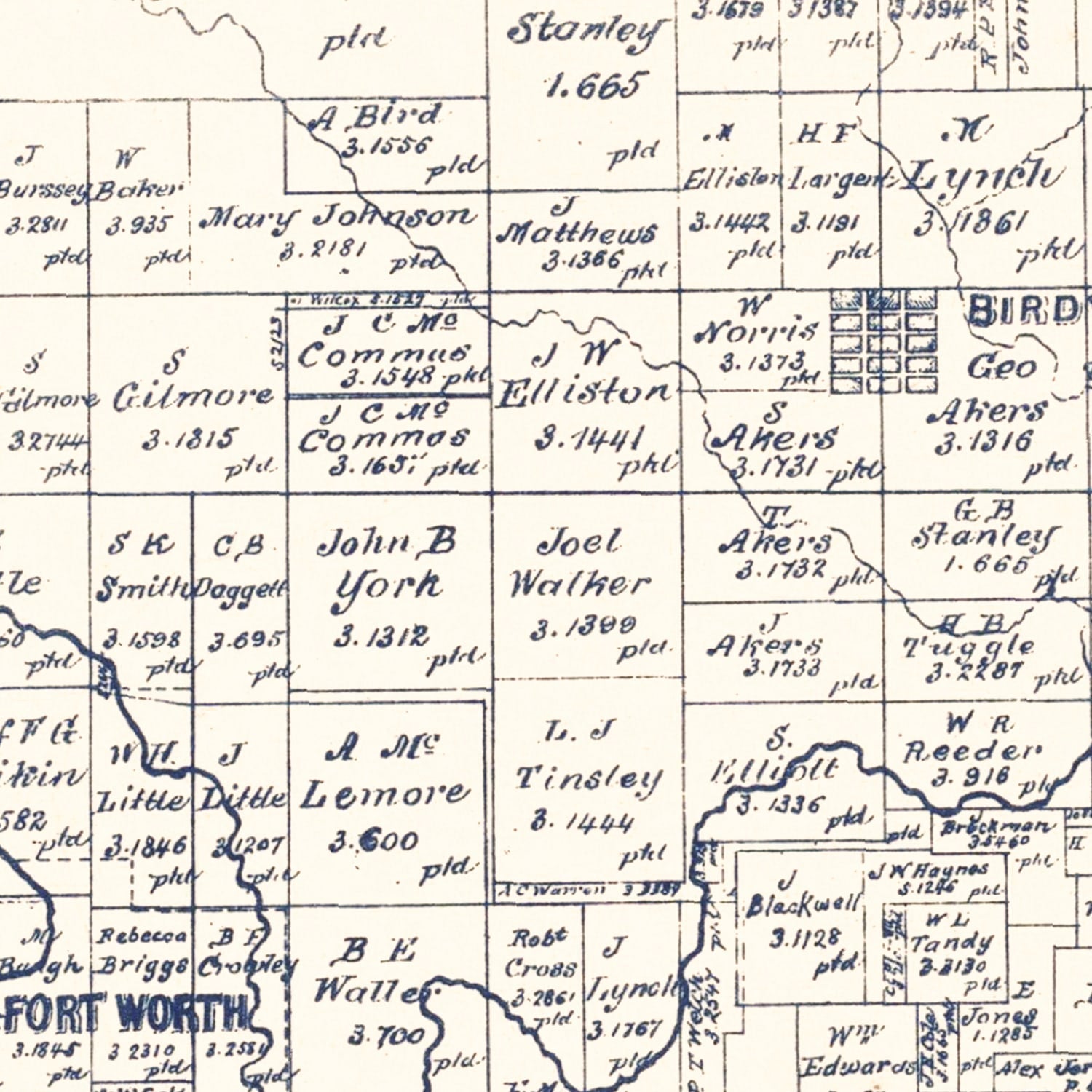Vintage Map of Tarrant County, Texas 1885