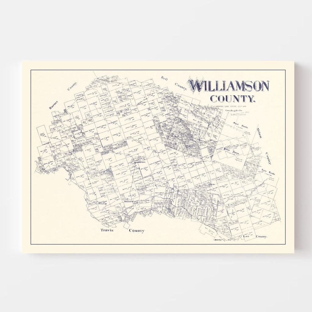 Vintage Map of Williamson County, Texas 1888