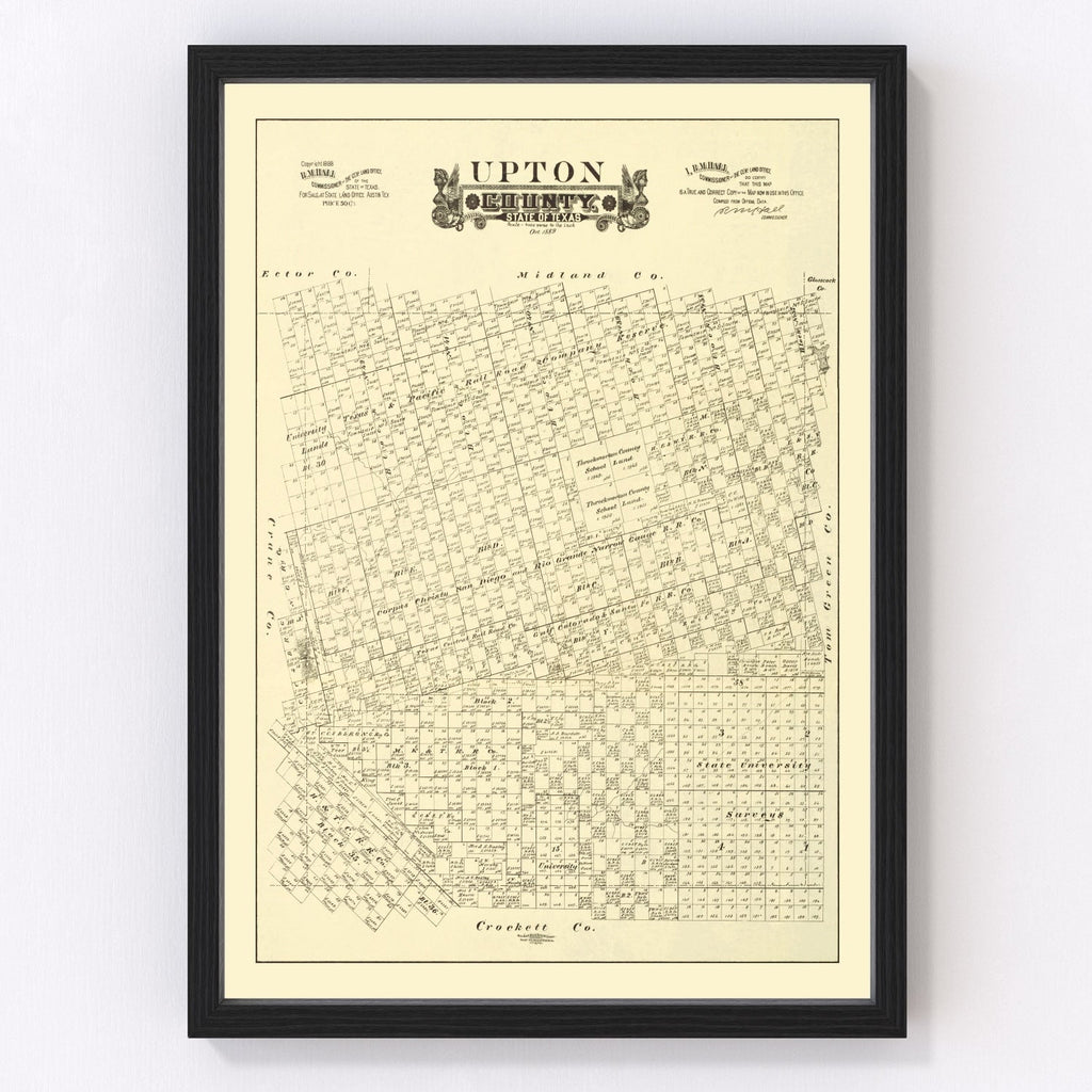 Vintage Map of Upton County, Texas 1889