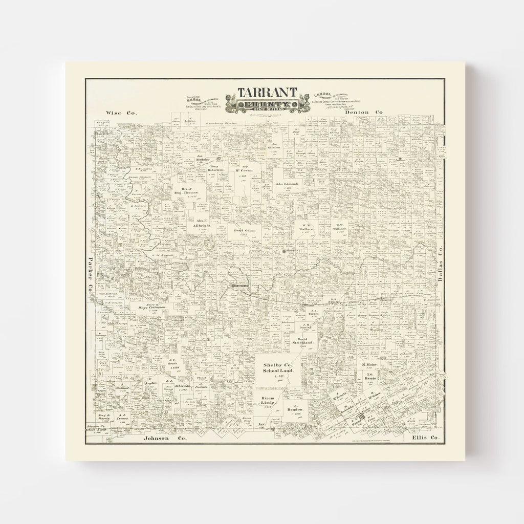 Vintage Map of Tarrant County, Texas 1888