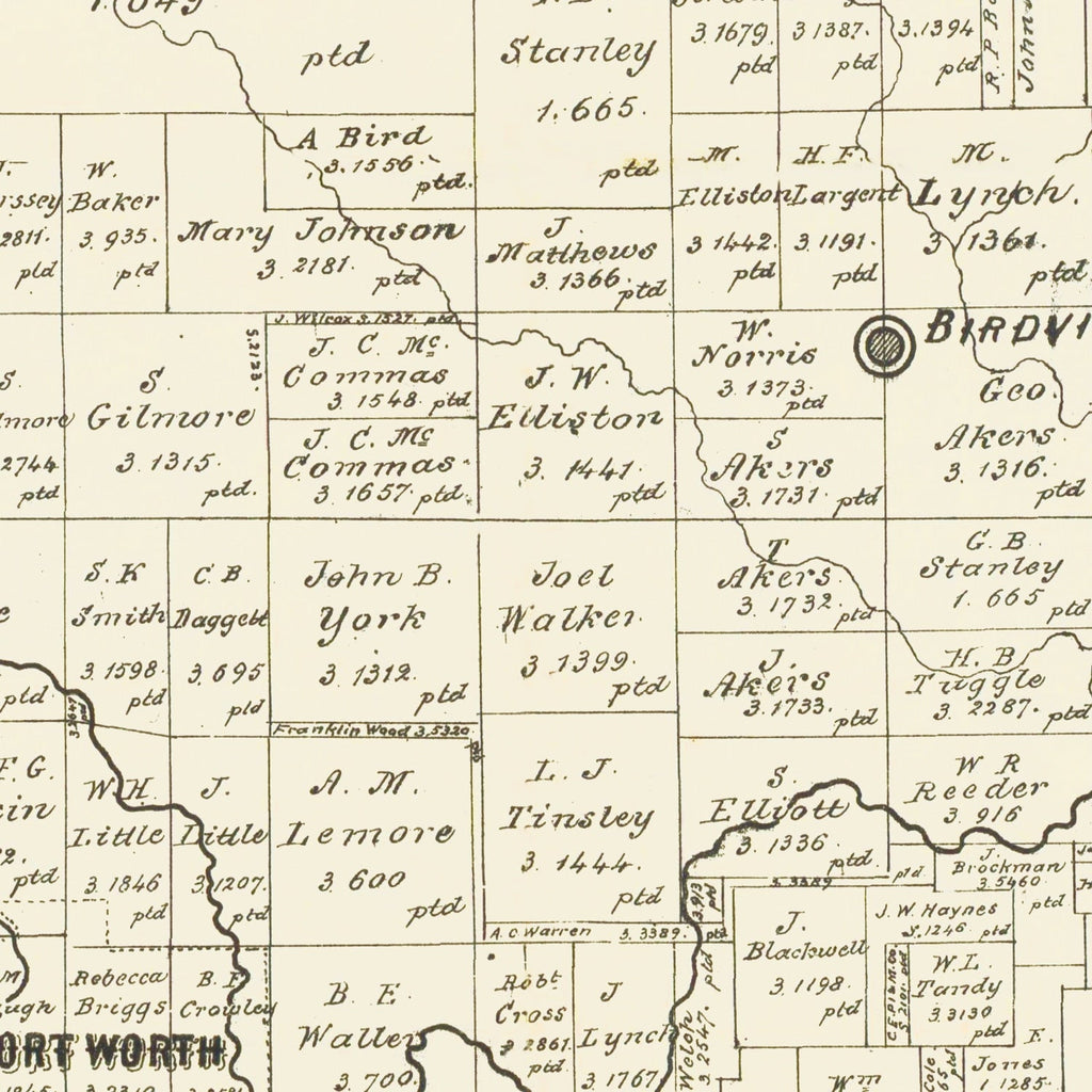 Vintage Map of Tarrant County, Texas 1888