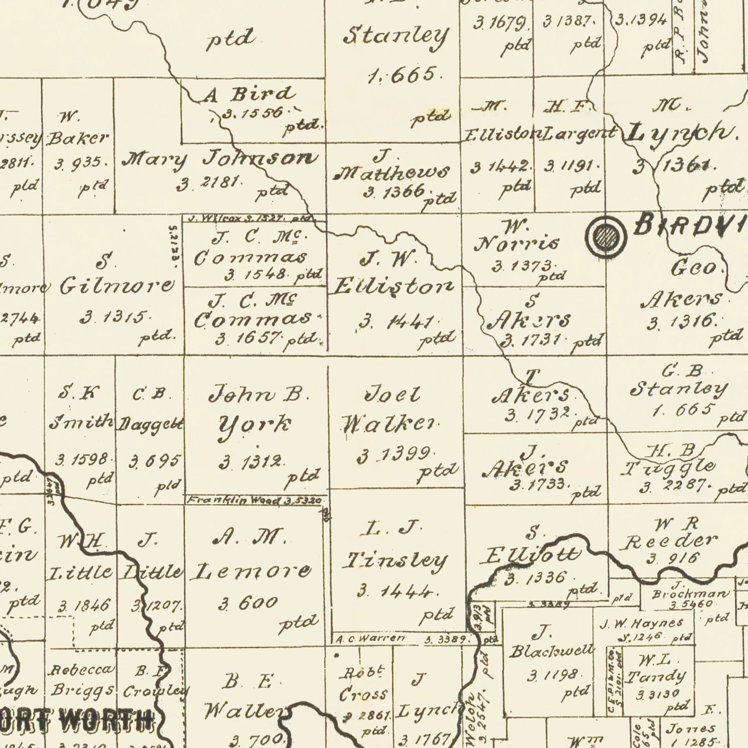 Vintage Map of Tarrant County, Texas 1888