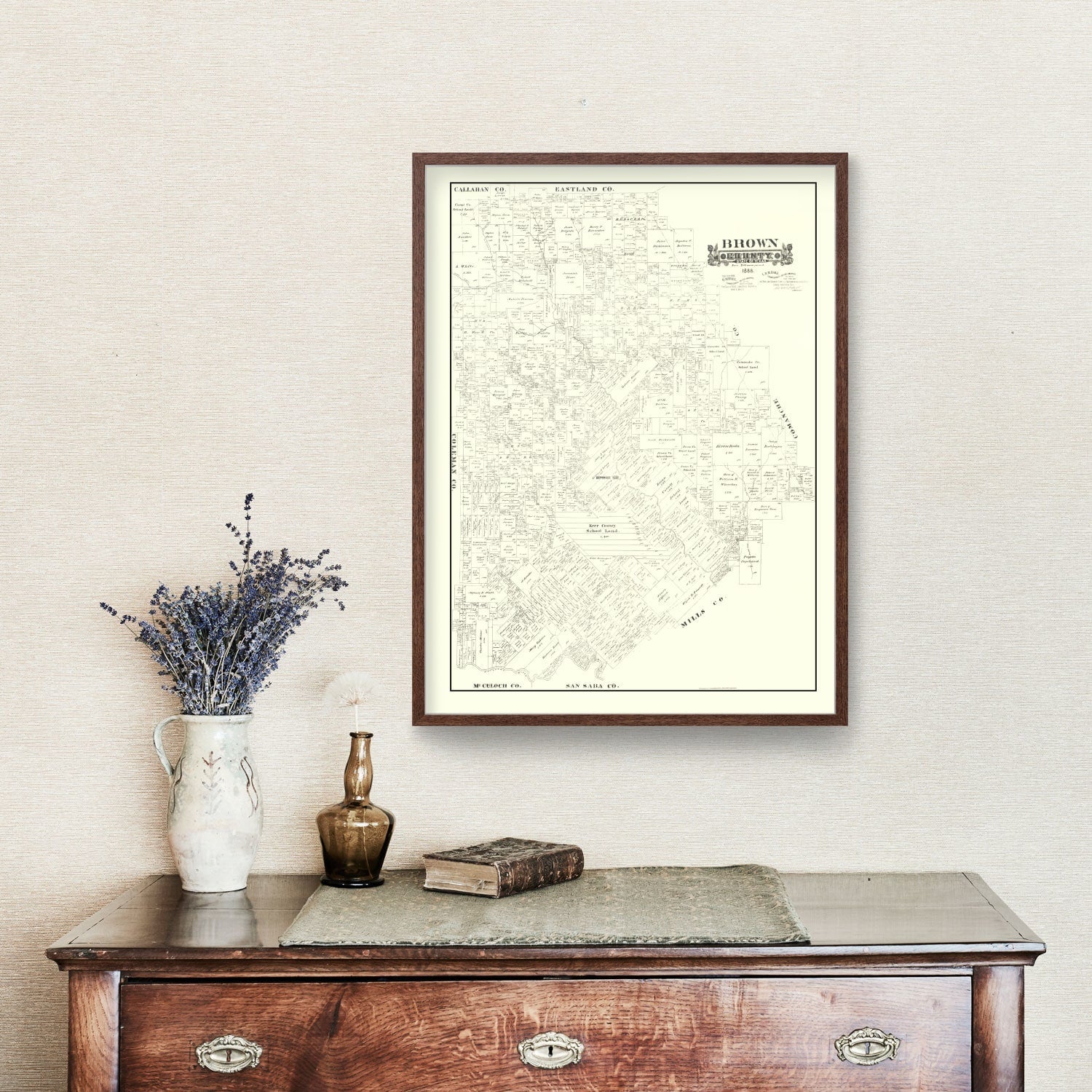 Vintage Map of Brown County, Texas 1888