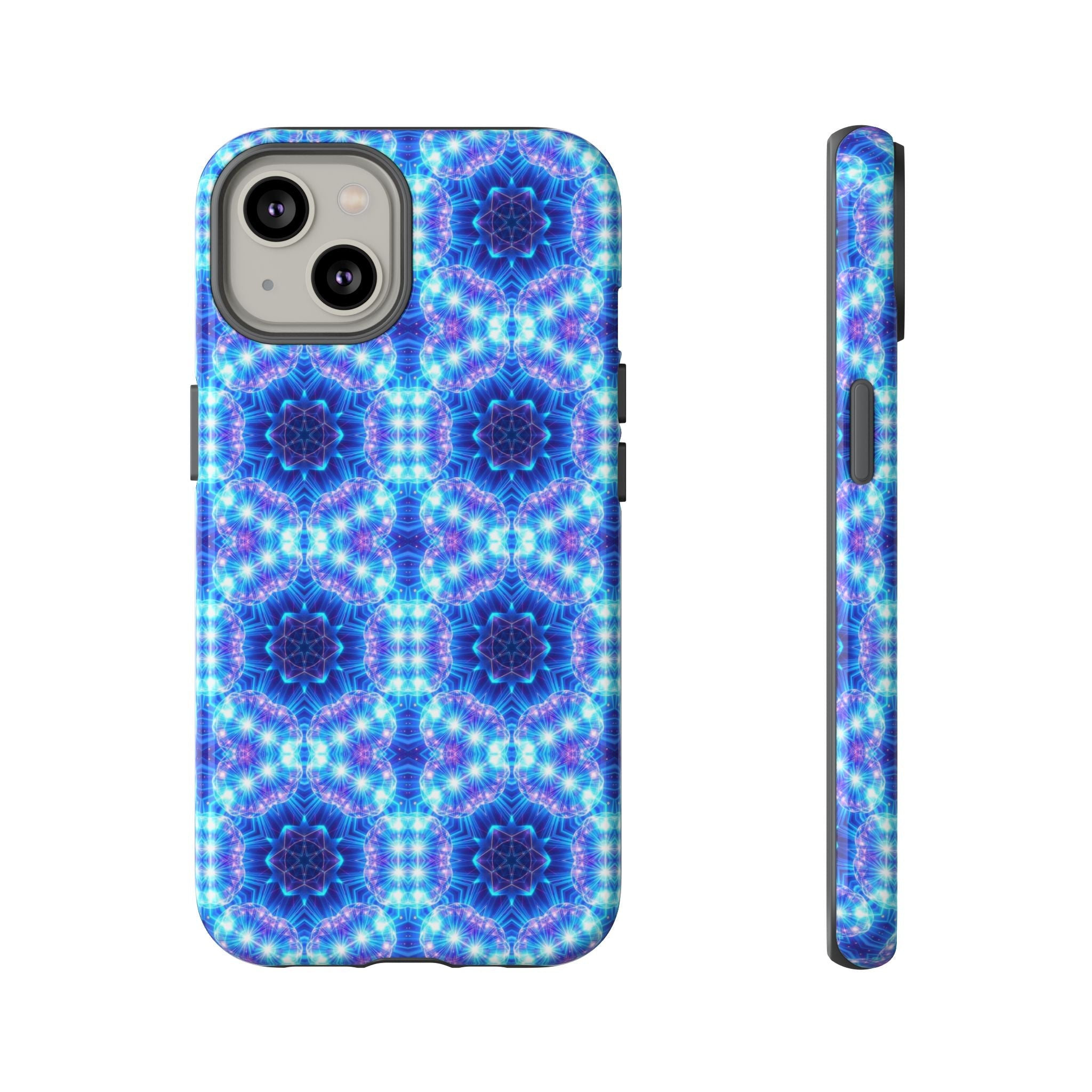 Blue Mandalas with Neon Lights Tough Phone Cases