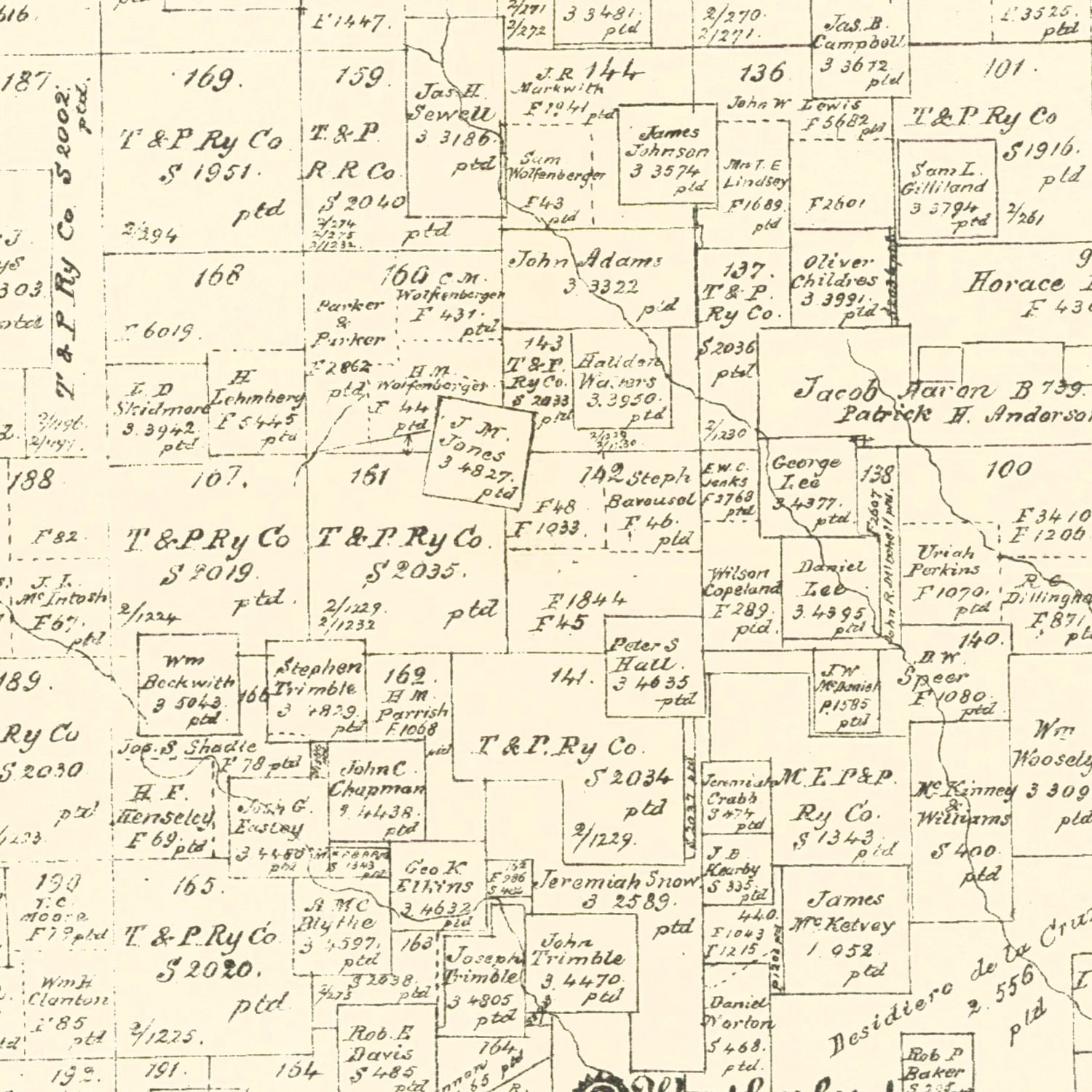 Vintage Map of Parker County, Texas 1889