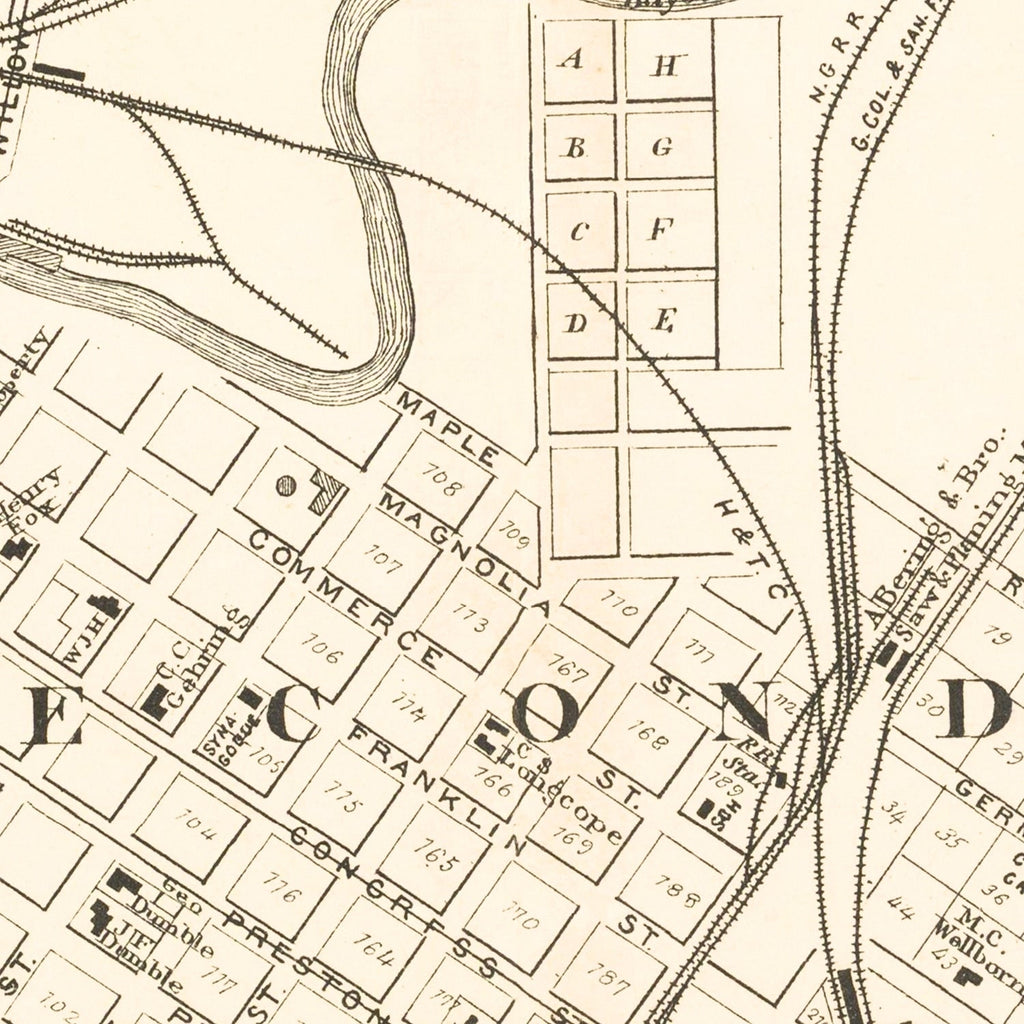 Vintage Map of Houston, Texas 1884