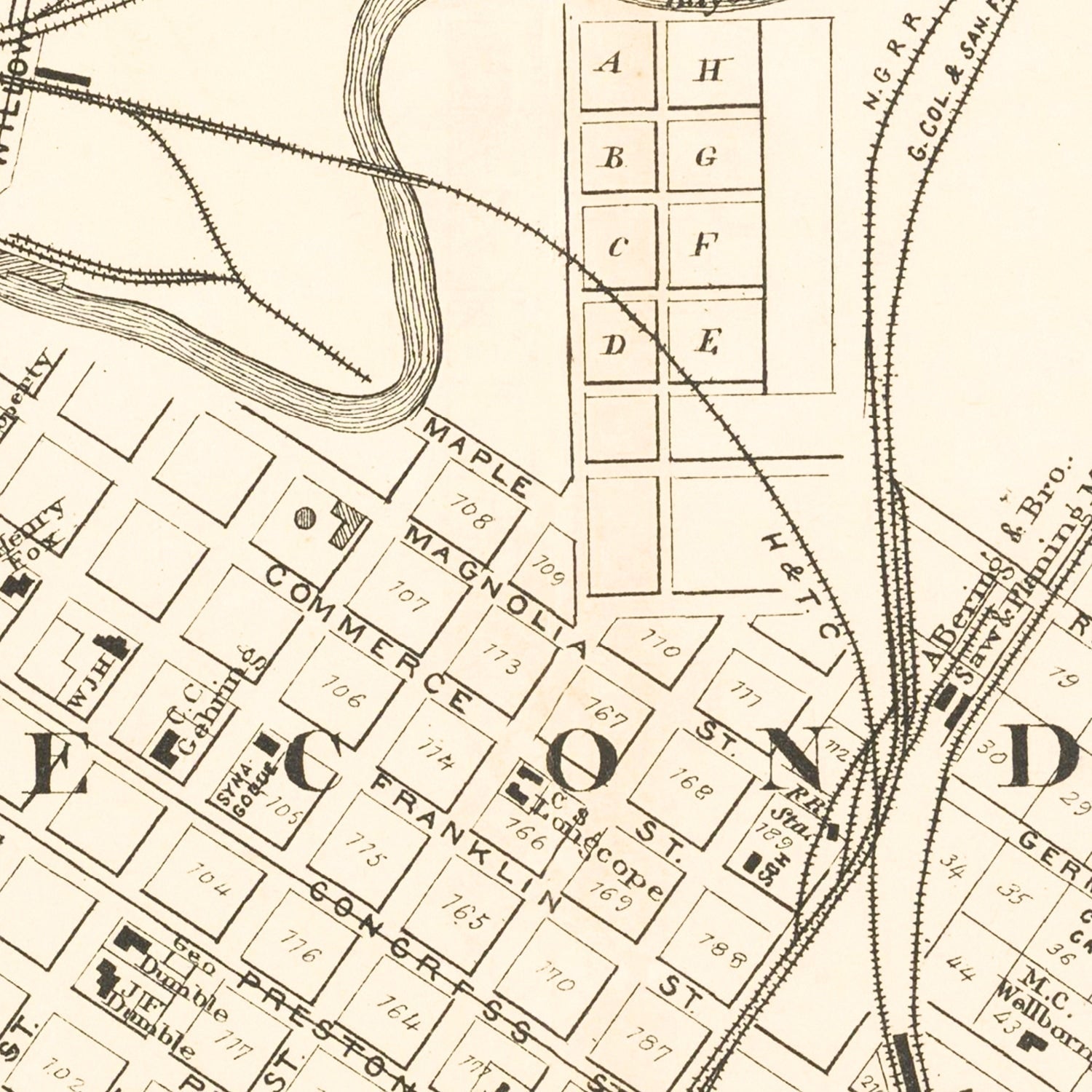 Vintage Map of Houston, Texas 1884