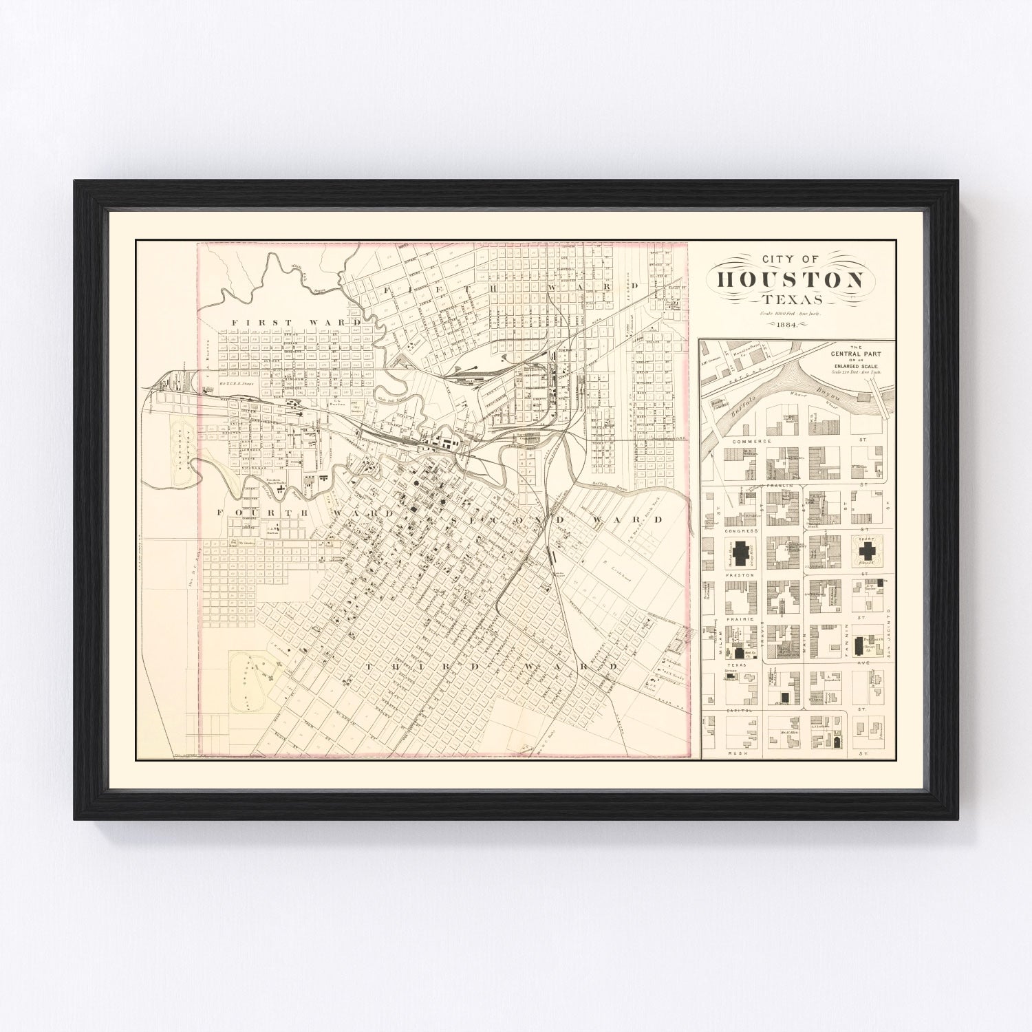 Vintage Map of Houston, Texas 1884