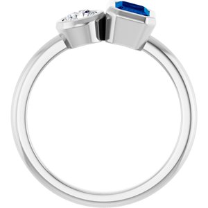 Sterling Silver Lab-Grown Blue Sapphire & 1/4 CTW Lab-Grown Diamond Ring