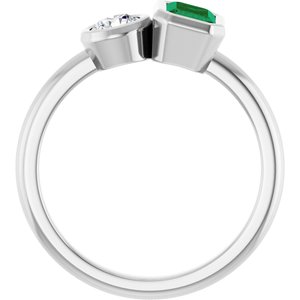 Platinum Lab-Grown Emerald & 1/4 CTW Lab-Grown Diamond Ring