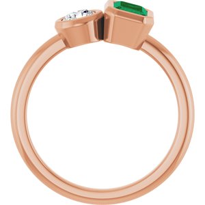 14K Rose Gold Lab-Grown Emerald & 1/4 CTW Lab-Grown Diamond Ring