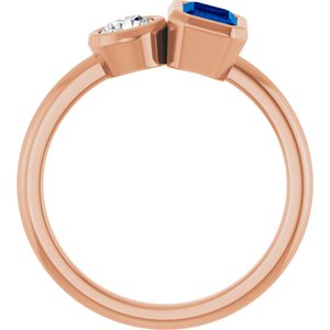 14K Rose Gold Lab-Grown Blue Sapphire & 1/4 CTW Lab-Grown Diamond Ring