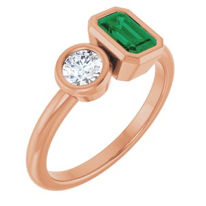 14K Rose Gold Lab-Grown Emerald & 1/4 CTW Lab-Grown Diamond Ring