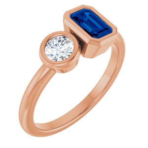 14K Rose Gold Lab-Grown Blue Sapphire & 1/4 CTW Lab-Grown Diamond Ring