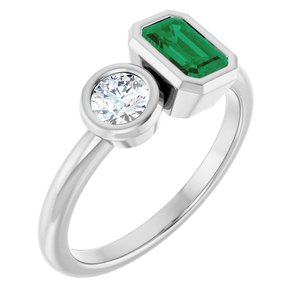 Platinum Lab-Grown Emerald & 1/4 CTW Lab-Grown Diamond Ring