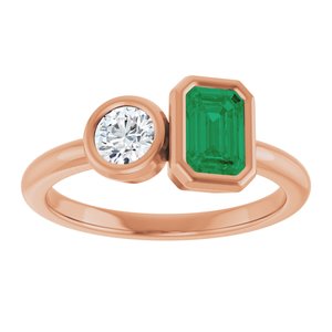 14K Rose Gold Lab-Grown Emerald & 1/4 CTW Lab-Grown Diamond Ring