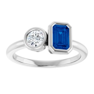 Sterling Silver Lab-Grown Blue Sapphire & 1/4 CTW Lab-Grown Diamond Ring
