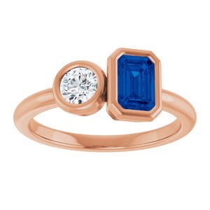 14K Rose Gold Lab-Grown Blue Sapphire & 1/4 CTW Lab-Grown Diamond Ring