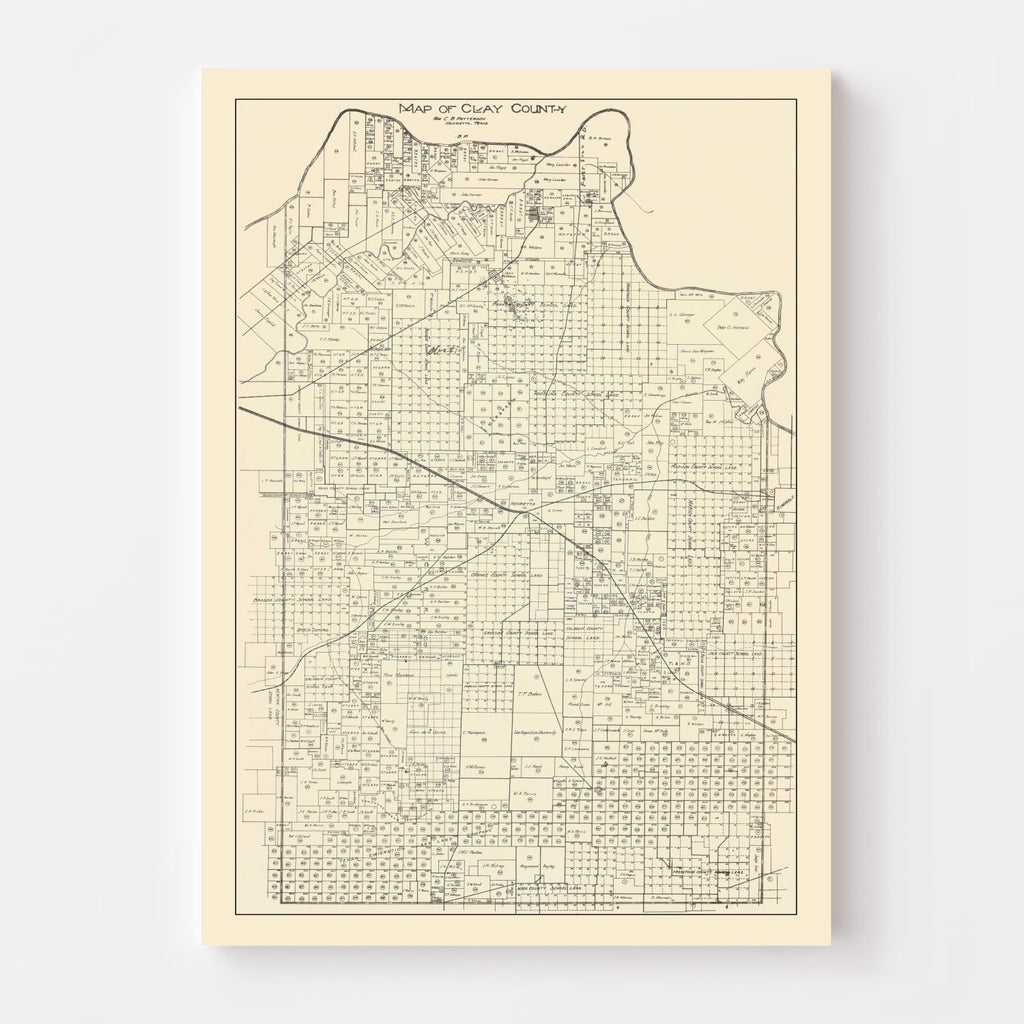 Vintage Map of Clay County, Texas 1882