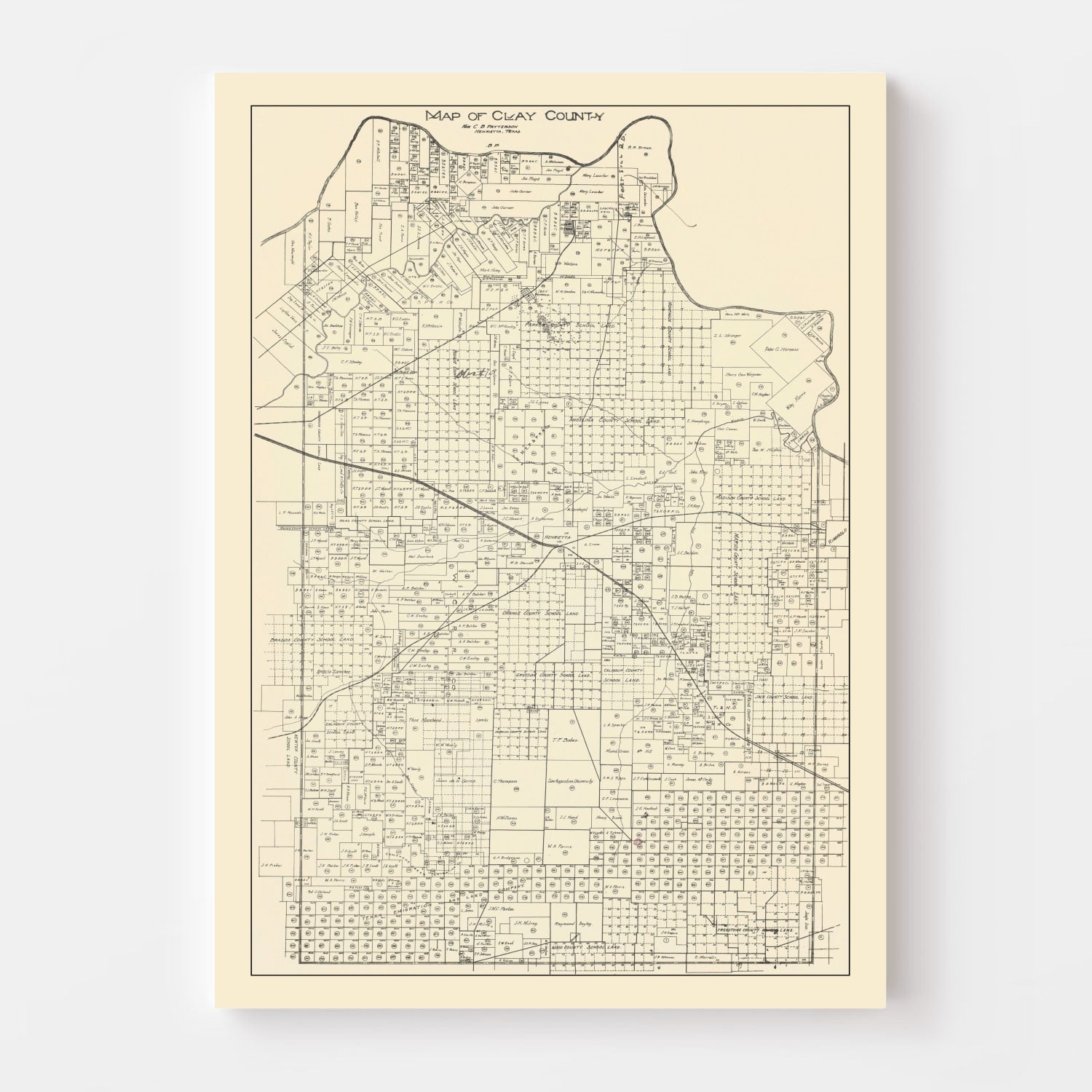 Vintage Map of Clay County, Texas 1882