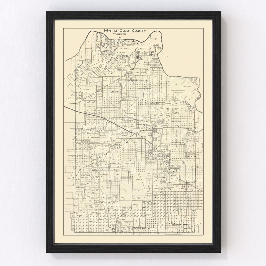 Vintage Map of Clay County, Texas 1882