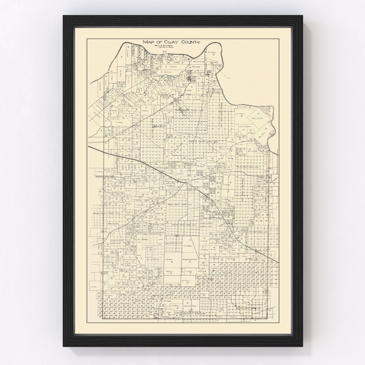 Vintage Map of Clay County, Texas 1882