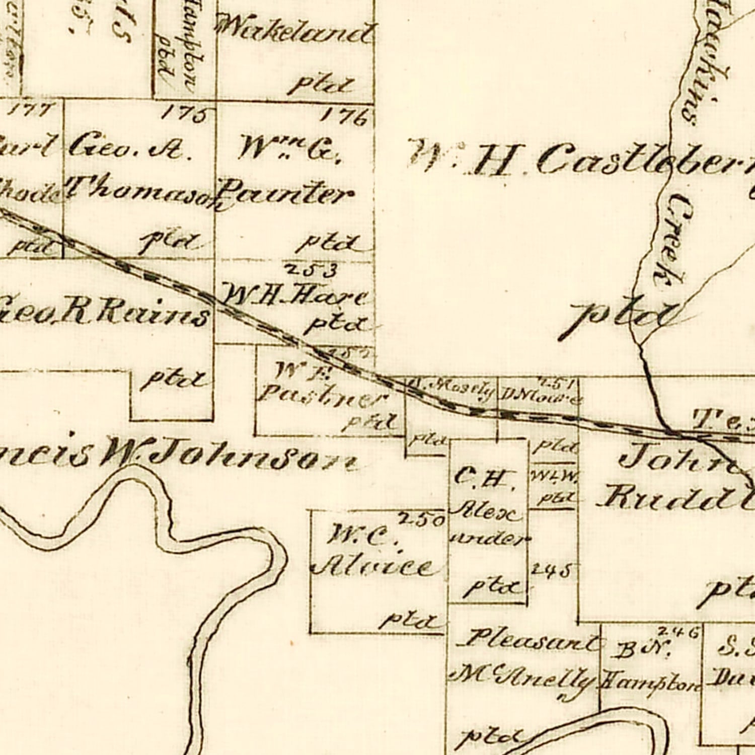 Vintage Map of Gregg County, Texas 1887