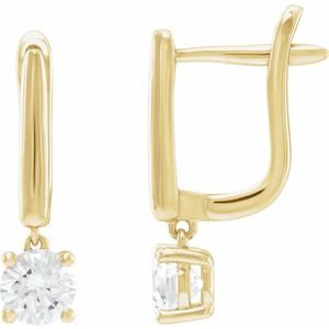 14K Yellow Gold 1 CTW Lab-Grown Diamond Lever Back Earrings