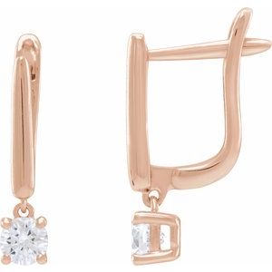 14K Rose Gold 1 CTW Lab-Grown Diamond Lever Back Earrings