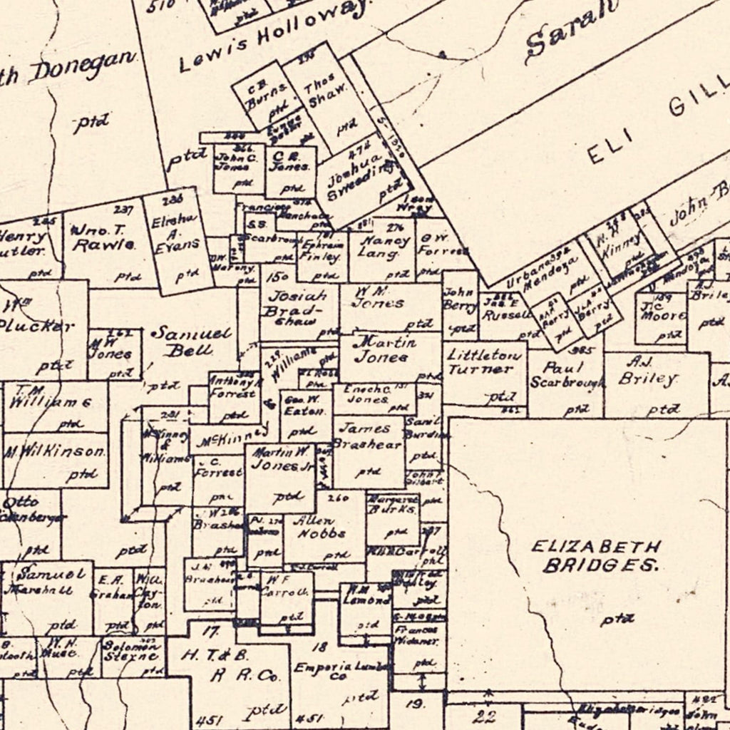 Vintage Map of Angelina County, Texas 1899