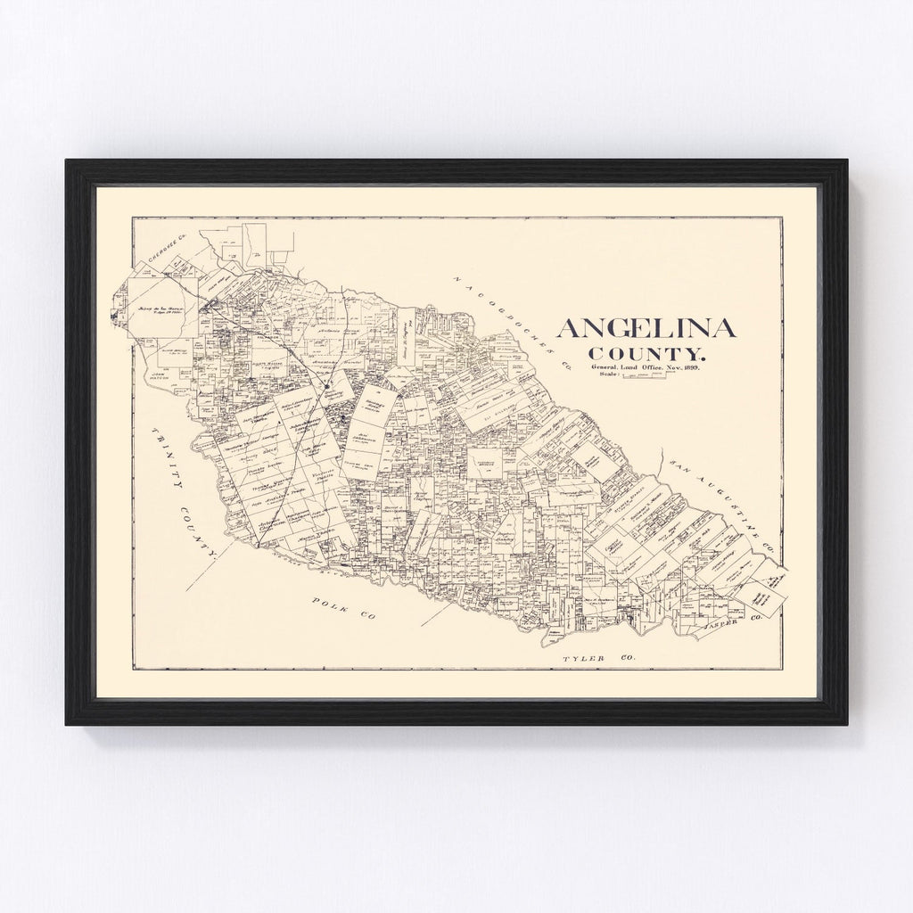 Vintage Map of Angelina County, Texas 1899