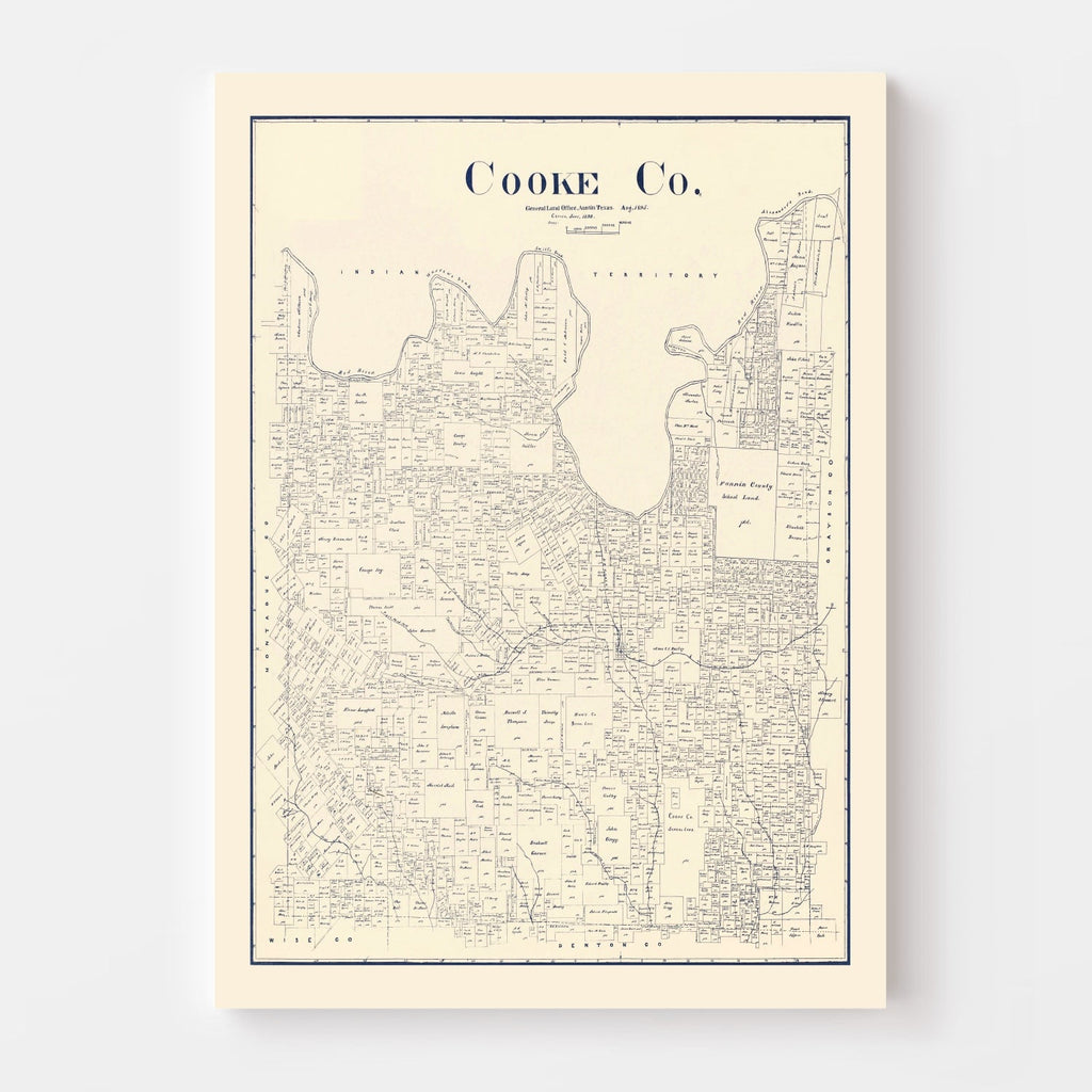 Vintage Map of Cooke County, Texas 1899