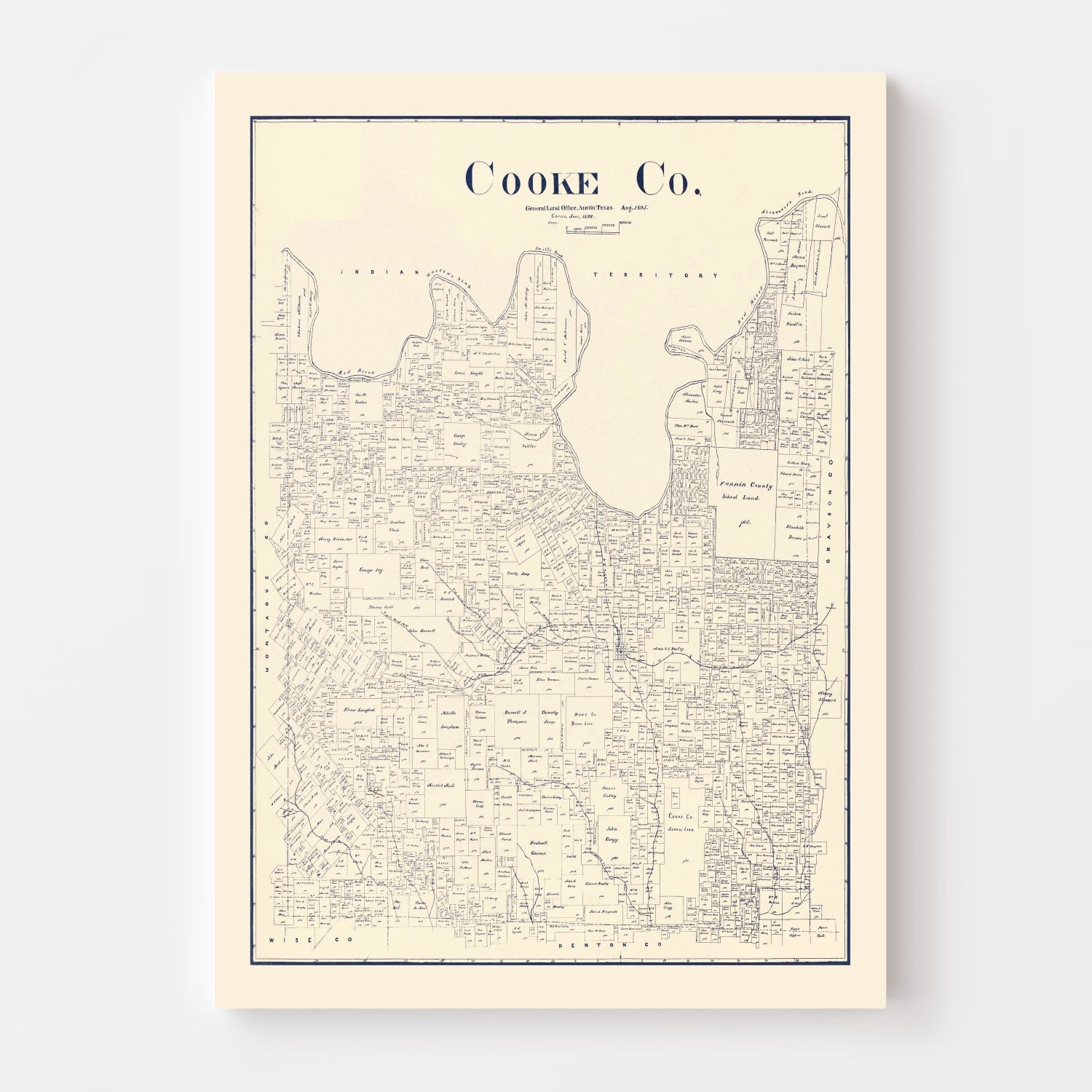 Vintage Map of Cooke County, Texas 1899