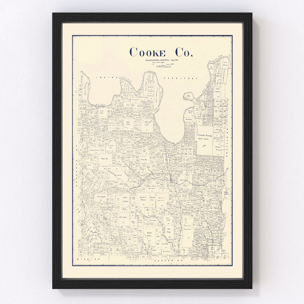 Vintage Map of Cooke County, Texas 1899
