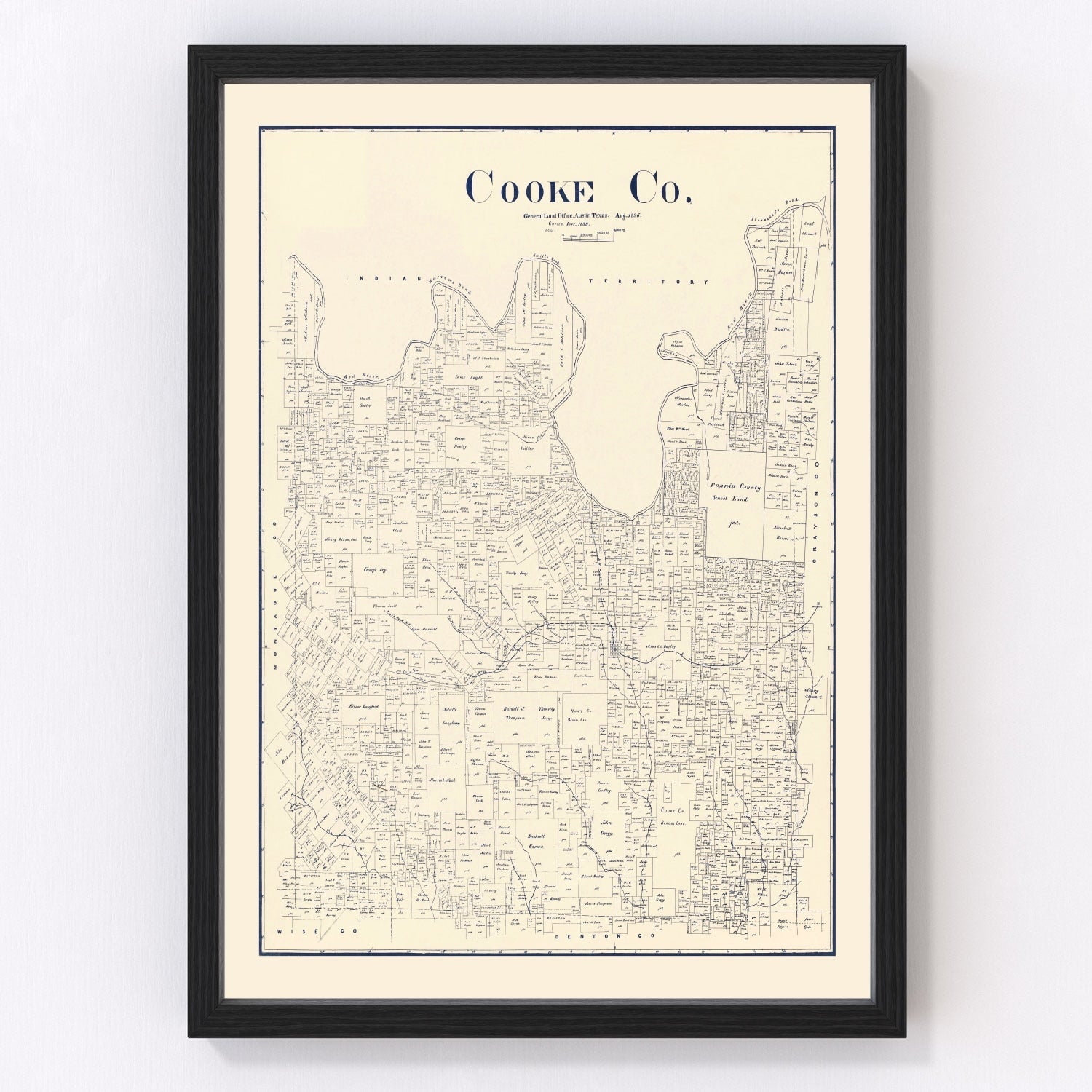 Vintage Map of Cooke County, Texas 1899