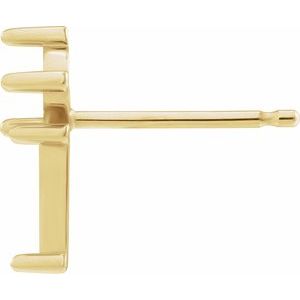 14K Yellow Gold Two-Stone Bar Earring Mounting – image 2