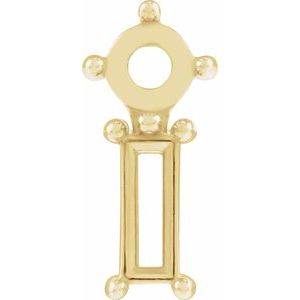 14K Yellow Gold Two-Stone Bar Earring Mounting