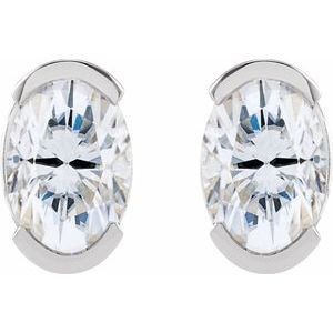Platinum 6x4 mm Lab-Grown Moissanite Stud Earrings – image 2